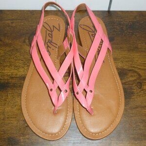 Zodiac Bright Neon Coral T Strappy Sling Back Sandals